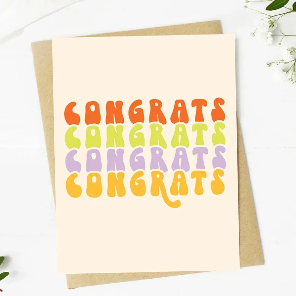 congrats multi color greeting card