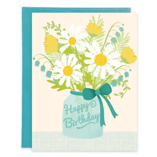 Happy birthday daisy jar greeting card